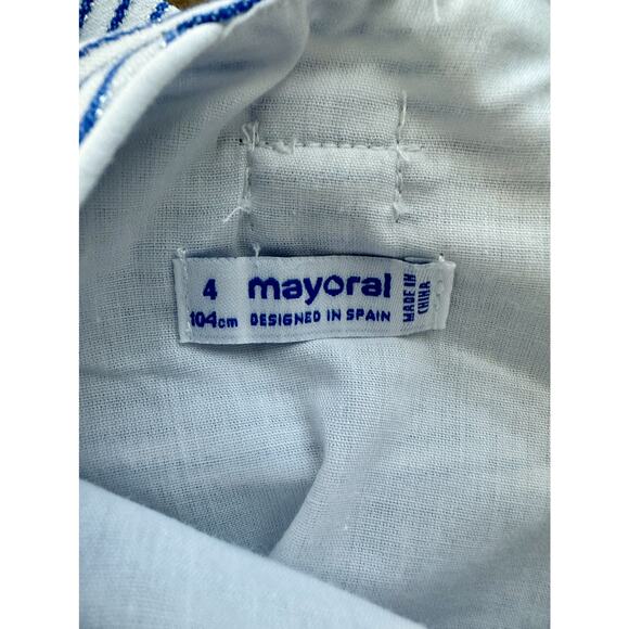 Mayoral Blue White Striped Sleeveless Lurex Bow Dress European Preppy 4 - Picture 7 of 9